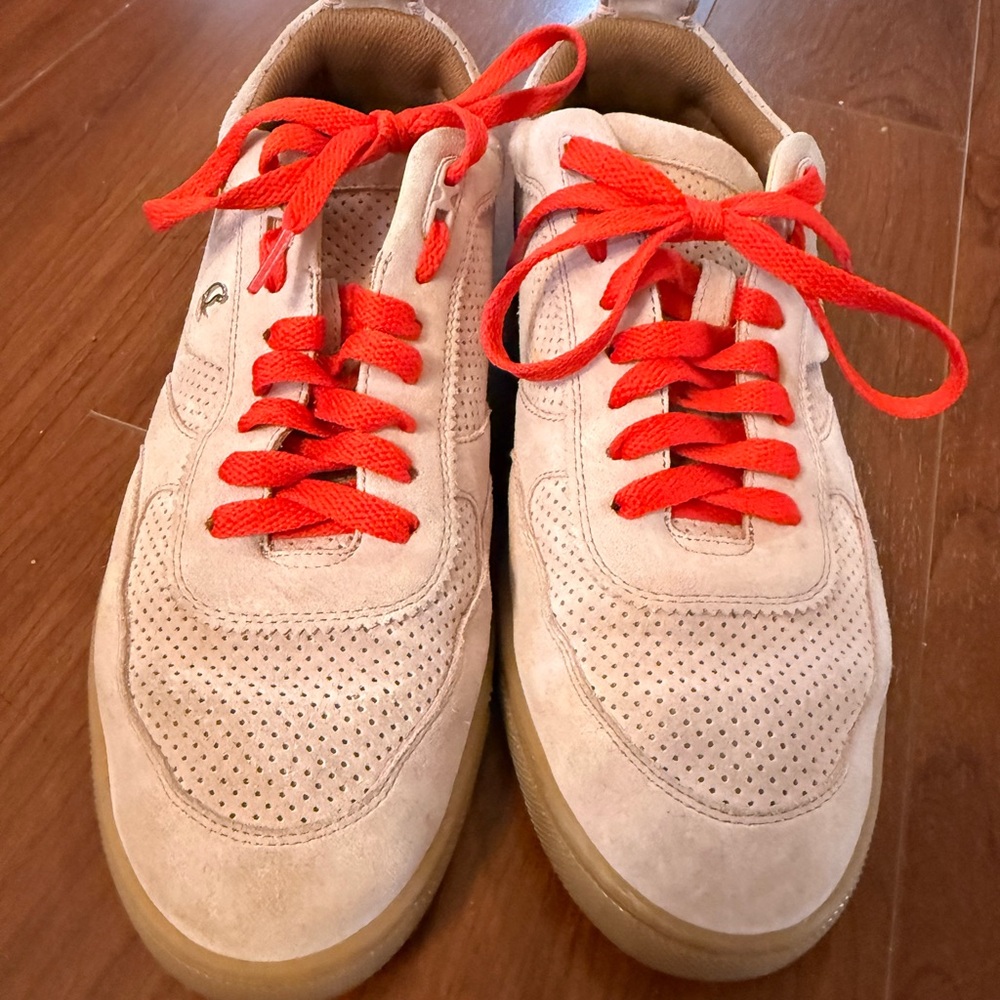 Christian Louboutin Dusty Pink Sneakers with Red Laces